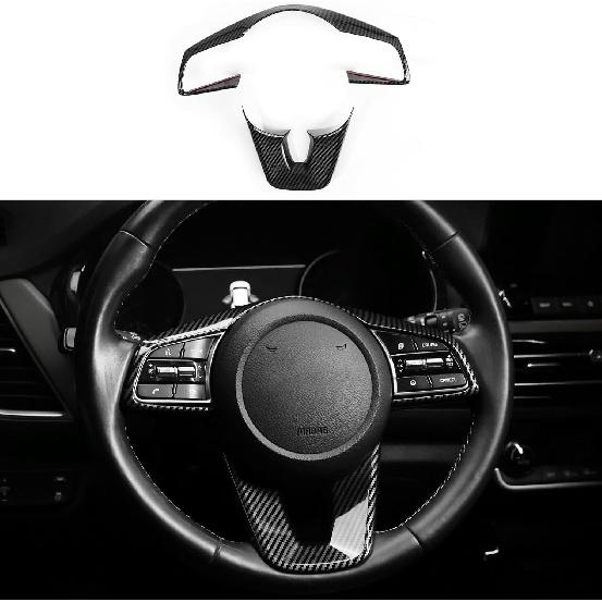 YOUTOOCAR Steering Wheel Cover Trim Compatible with Kia Seltos 2021-2023 Accessories (Carbon Fiber Pattern)