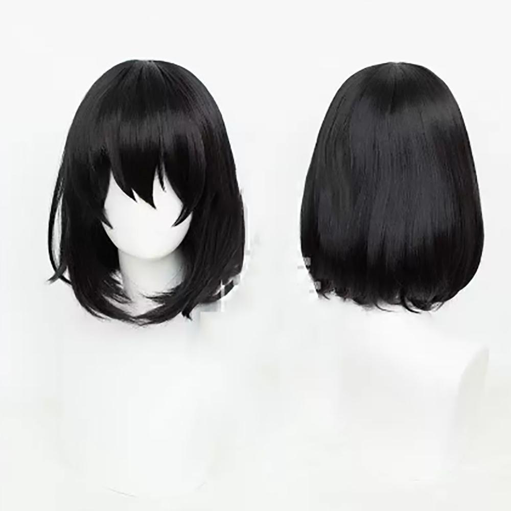 HAIRJOY Synthetisch Haar Jujutsu Kaisen Ieiri Shoko Cosplay Pruik Anime Cosplay Kostuum Pruik voor Schoolmeisjes 14inches zwart