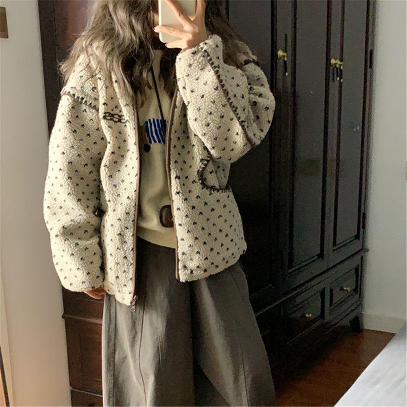 Maillard Brown Long-Sleeved Lamb Wool Coat - Women s Warm, Versatile Autumn/Winter Design XL [Recommended 130-140 lbs]