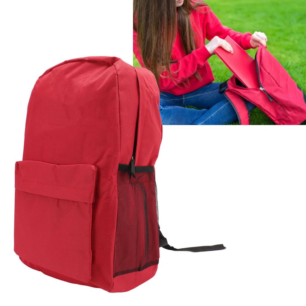 Red Canvas Backpack Printed School Backpack Lightweight Soft School Backpack with Adjustable Shoulde