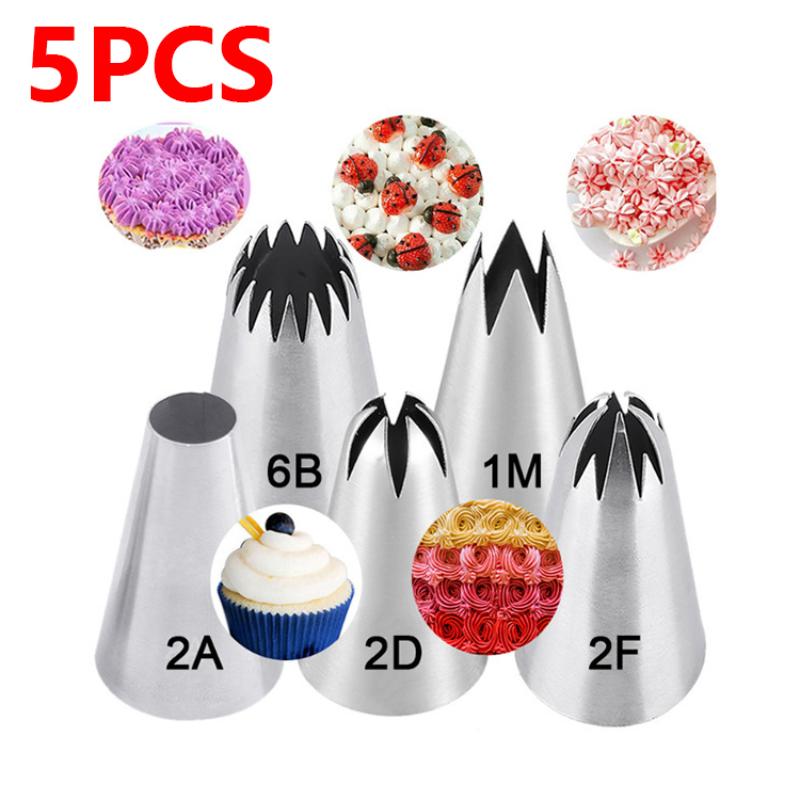5-Piece Large Size Cake Decorating Piping Tips Set Durable Stainless Steel For Icing Fondant Cupcake Decoration