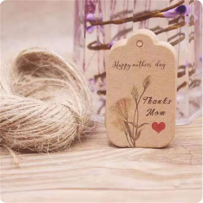 100PCS 20 meter rope cowhide gift label, thank you paper gift, New Year's Halloween label, party decoration