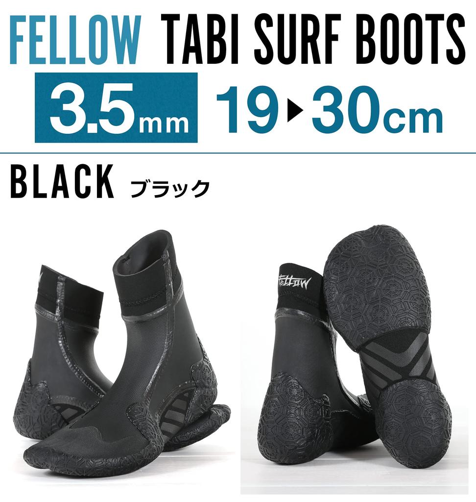 FELLOW Surf Boots Thermal Waterproof Surf Shoes Split Toe Japanese Standard Kids Surfing SUP All Season Boots Wetsuit 29cm Black 3.5mm Men's Women's