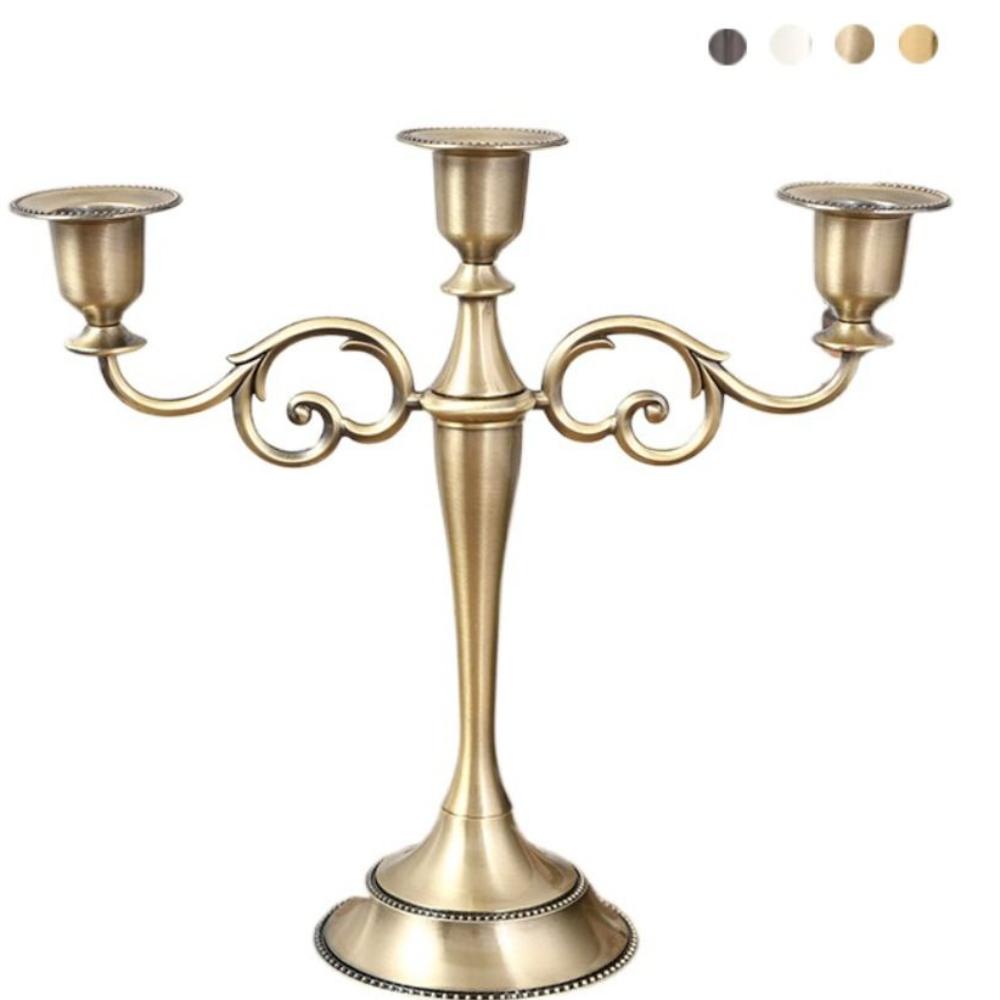 Vintage Metallkerzenhalter Eleganter Hochglanz-Kerzenständer Exquisites Design 3-Armiger Kerzenhalter Esstische