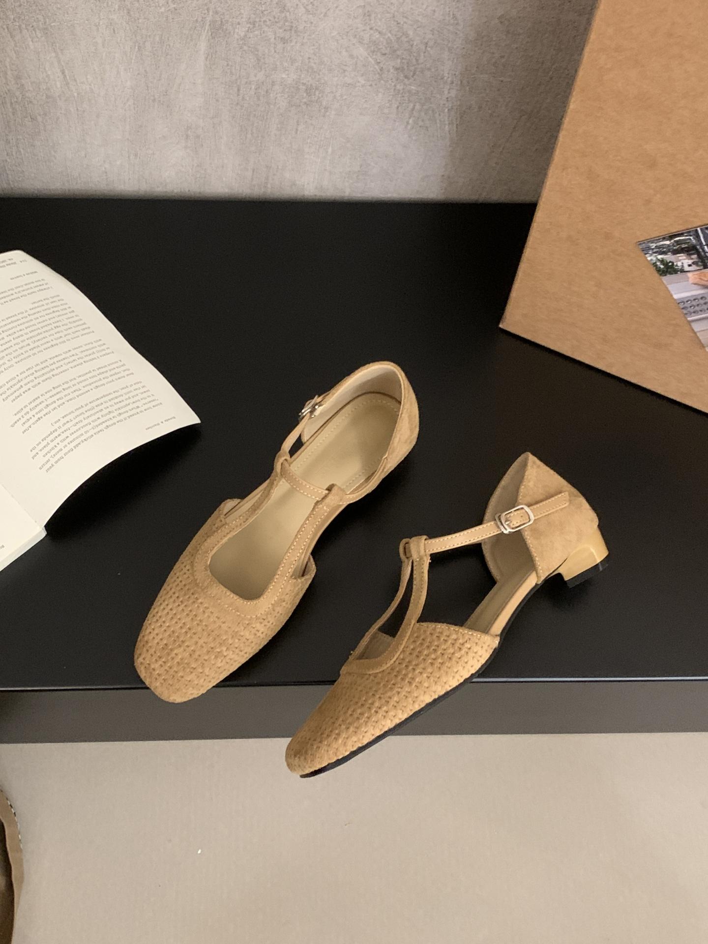 

Fashion Vintage Japanese Style Sandals Women Fashion Square Toe Ankle Strap Buckle Casual Shoes Elegant Comfortable Sandalias De Mujer 35 бежевый