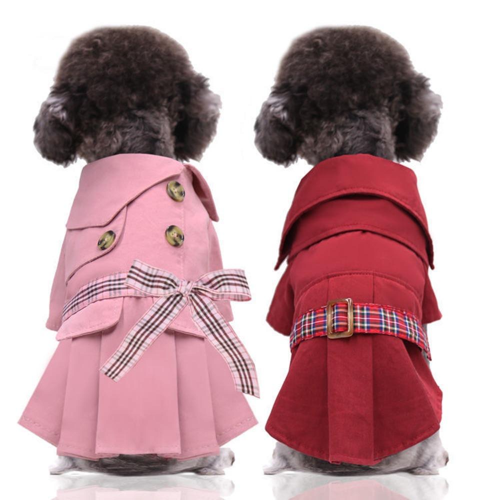 Small and Medium-sized Dog Couple's Pure Cotton Pendulum French Cat Trench Coat Skirt Dog Cat Pet Clothes Dog Supplies