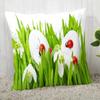 Natural Ladybug Pattern Pillowcase Home Room Decoration Office Chair Living Room Sofa Cushion Cover Peach Skin Pillowcase