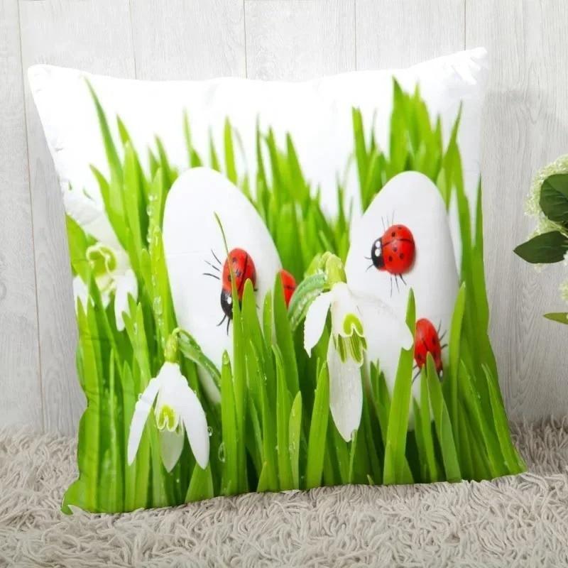 Natural ladybug pattern pillowcase home room decoration office chair living room sofa cushion cover peach skin pillowcase