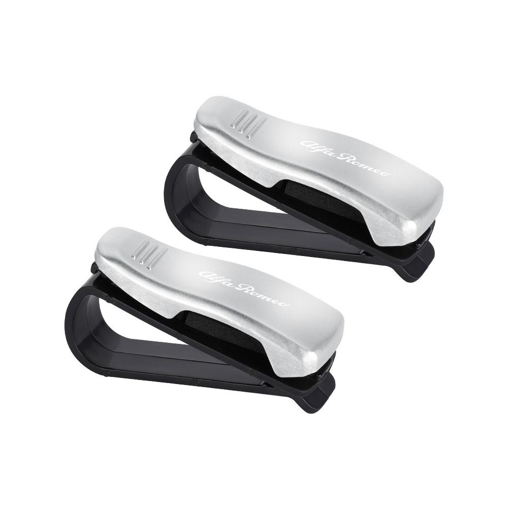 2pcs Car Sun Visor Glasses Clips Sunglasses Card Holder Accessories For Alfa Romeo Stelvio Giulia Giulietta 159 147 MiTo valve wzvc44