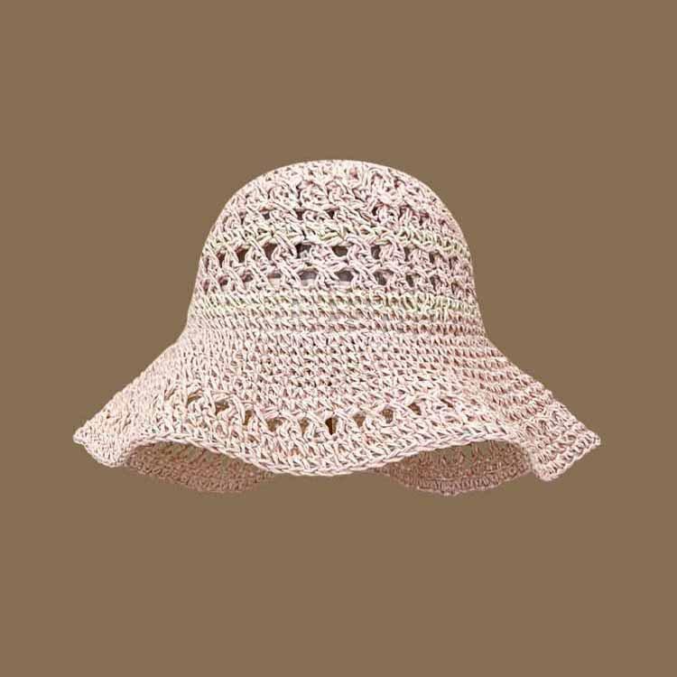 Summer Hats For Women Striped Hollow Sun Hat Foldable Sunshade Fisherman Cap Bucket Hat Seaside Travel Sunhat Beach Accessories