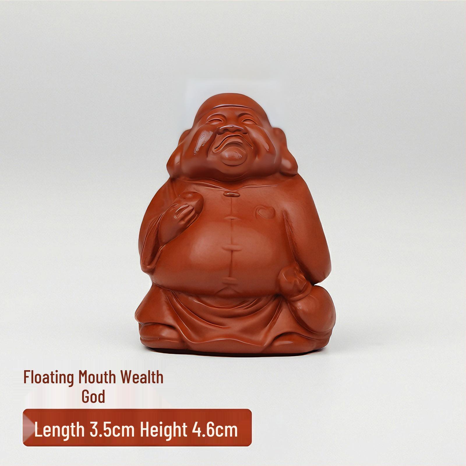 Yixing Handmade Red & Purple Clay God of Wealth Tea Pet Ornament