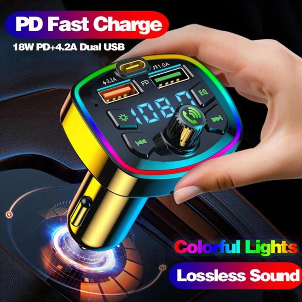 FM Transmitter Digital Display Receiver 2-Port Fast Charging Wireless Radio Receiver For Auto Music Phone PC Road Trip