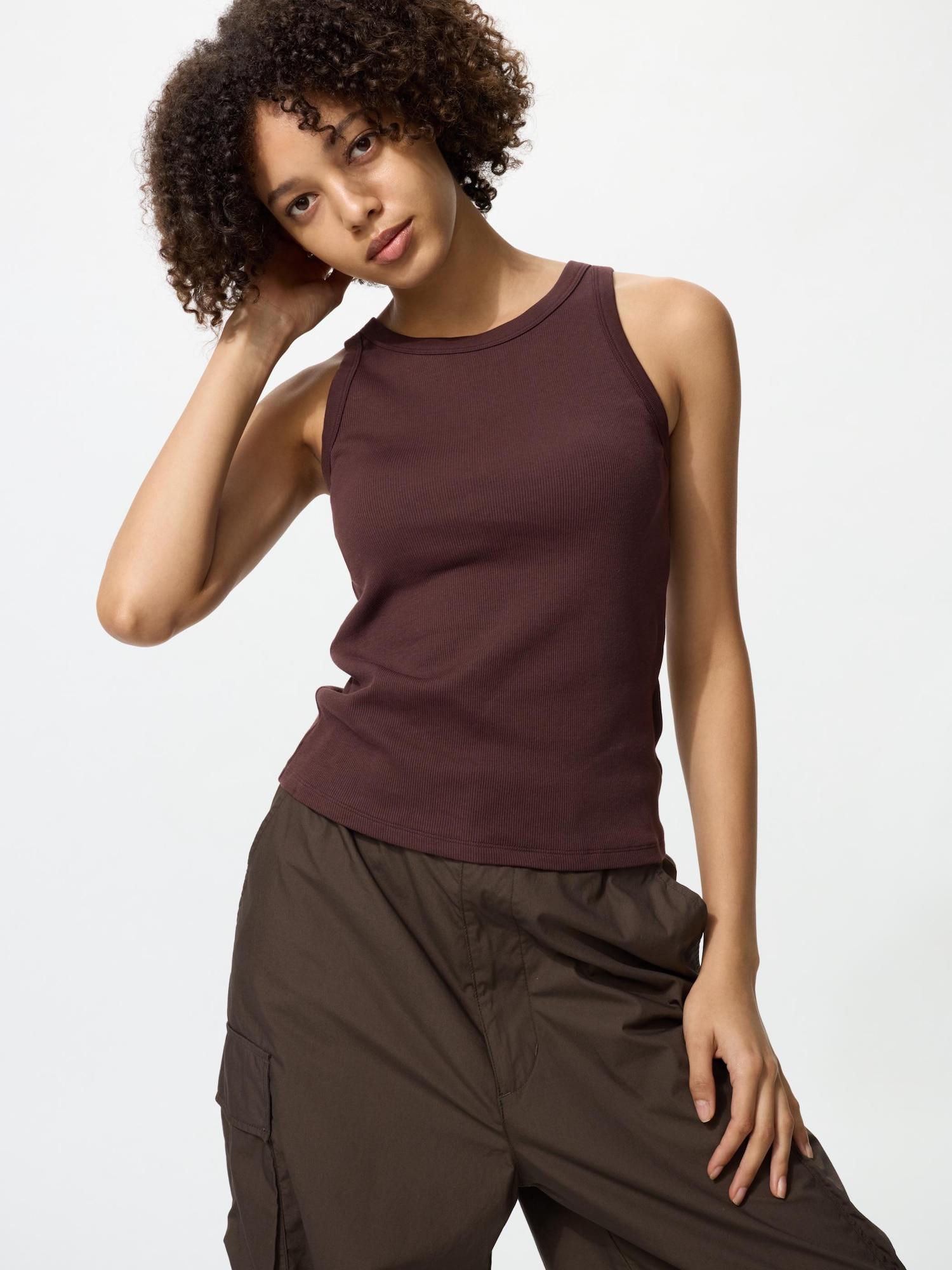 

Uniqlo Japan ребристый бюстгальтер-топ 37 BROWN/XS