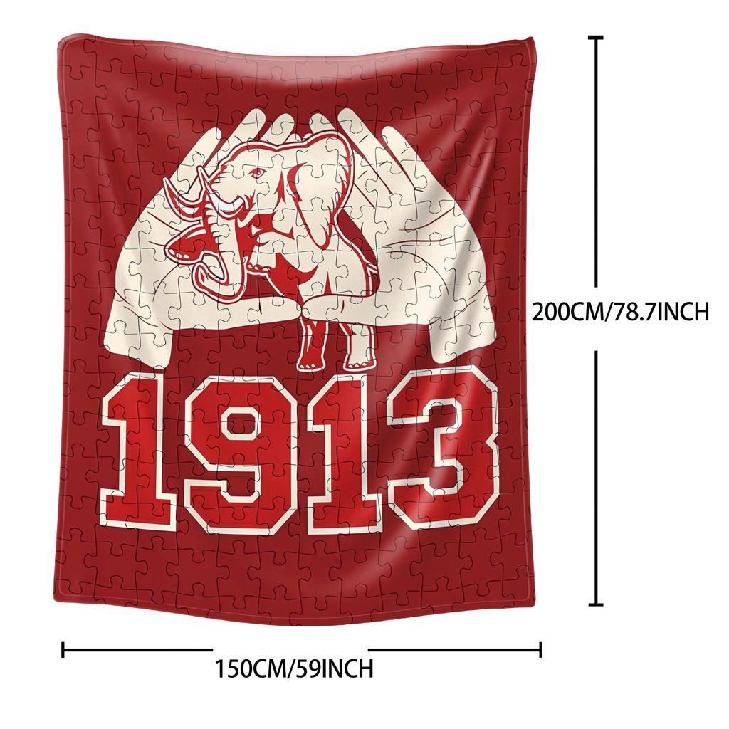 Red Rhinoceros Puzzle Flannel printed blanket suitable for all seasons suitable for living room office sofa and travel 180x250CM