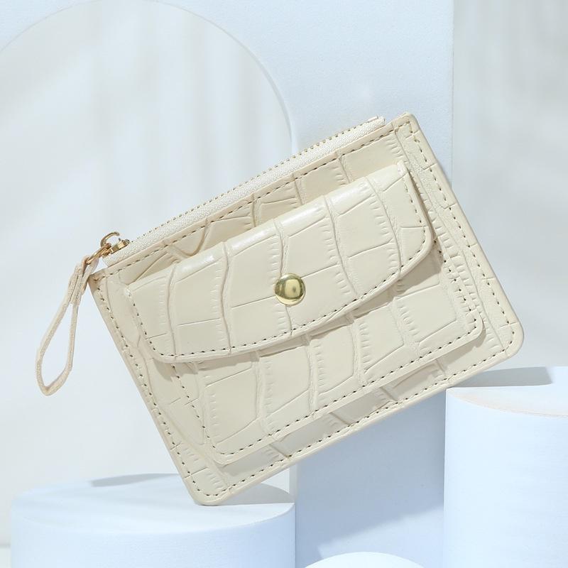 IELGY pure color crocodile pattern small fresh mini wallet for women