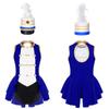 Girls Flag Raiser Performance Costume: Round Neck Cutout Back Sleeveless Leotard & Matching Feather Hat for Cosplay Dress Up