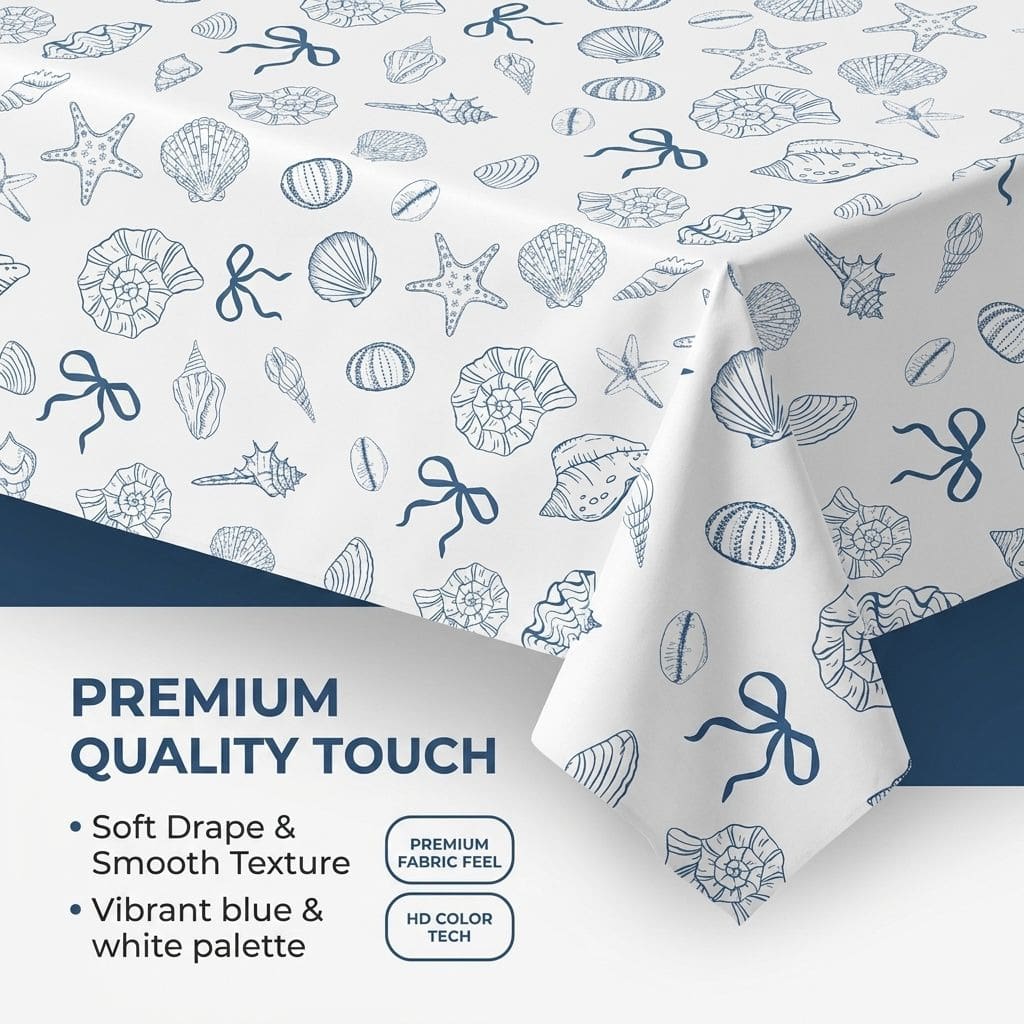 Ocean shell party decoration tablecloth, beach and coast style, disposable, 55 inches x 86 inches разноцветный