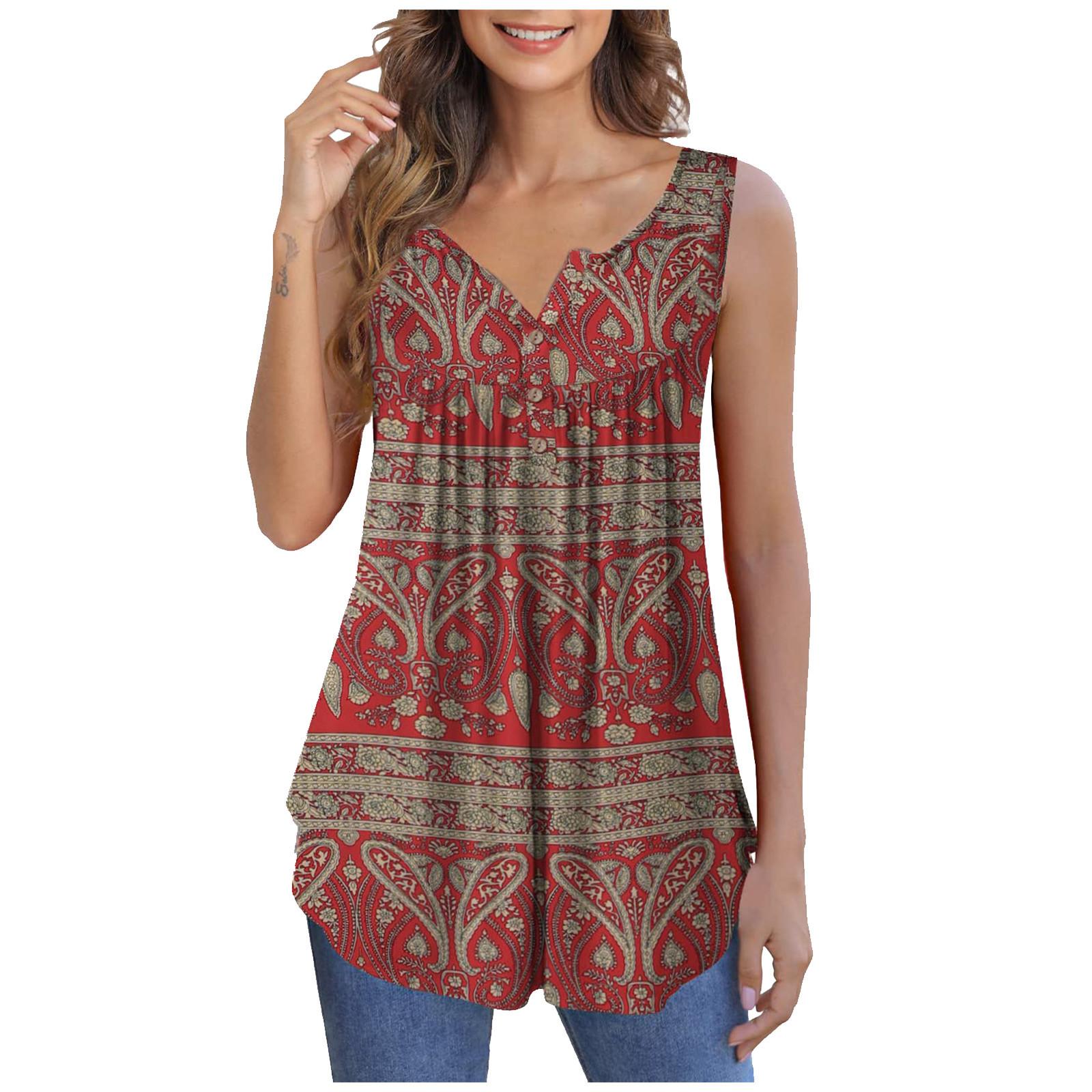 

(SU)Женские рубашки без рукавов, топы с рюшами, свободные топы, повседневные топы большого размера, плиссированные топы на пуговицах, повседневные летние топы с цветочным принтом