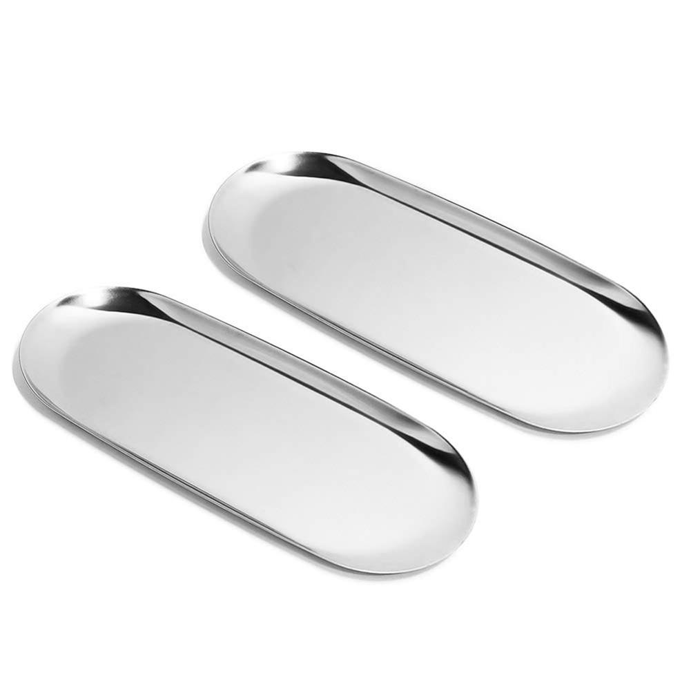 Compact Stainless Steel Tray for Tea Fruit and Jewelry Organization
