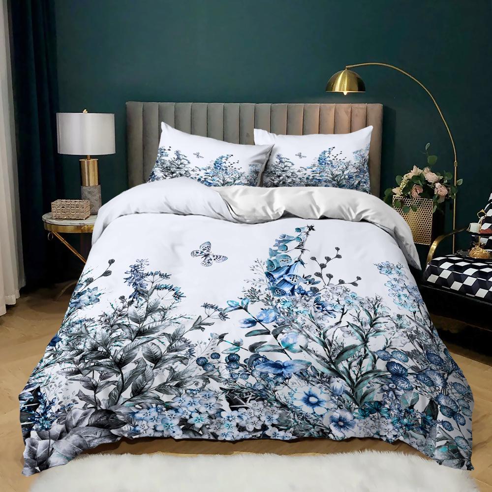 Pastoral Three-Piece Plant Printing Four-Season Kit Quilt Cover