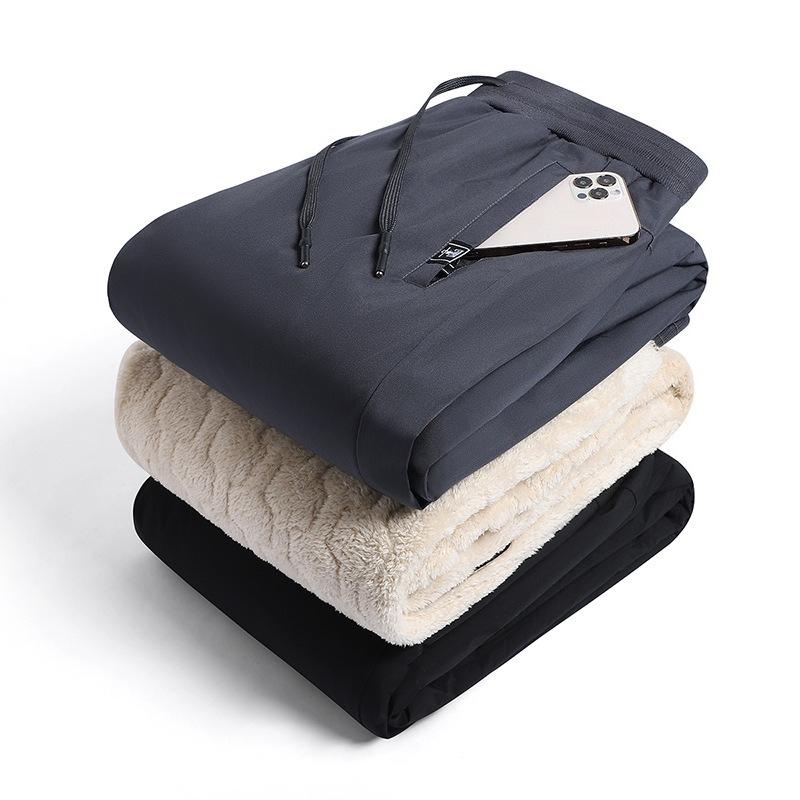 Pánské ležérní kalhoty - Podzim/Zima Novinka Manžetové nohavice, Podšívka ze střižní vlny, Zesílené pro teplo Volný střih Sportovní kalhoty