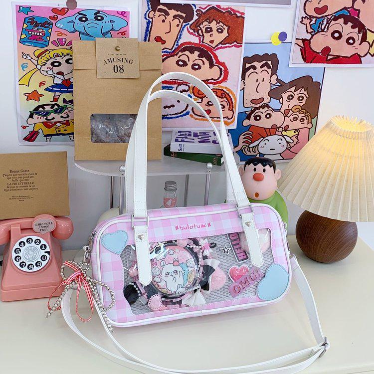 

Японская Каваи Сердце Клетка Ита-Сумка - Женская Прозрачная Сумка Кроссбоди с Доской для Значков Bag with Pin Board