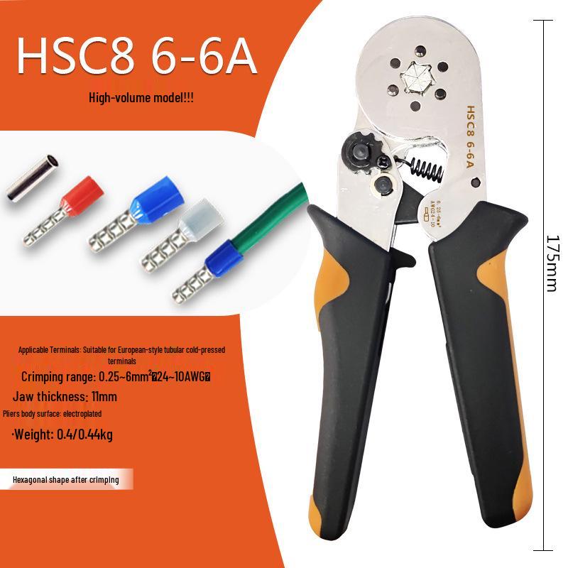 Hexagonal Mini Ratchet Crimping Pliers Set HSC8 6-6 for European Terminals