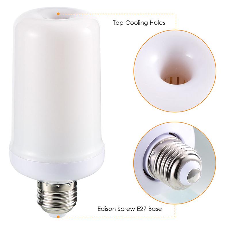 4 Modes LED Flame Effect Simulated Nature Fire Light Bulb E27 5W Decoration Lamp