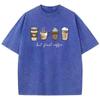 Four Drinks But Ricst Coffee Print Man T Shirts Fitting Casual T-Shirt Leisure Street T Shirt Pleasure Sports Short Sleeved
