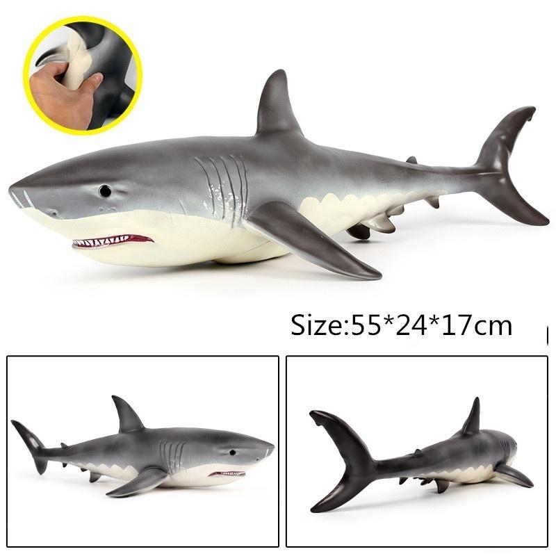 1pcs Simulation of Marine Animal Model Submarine Biological Super Soft Rubber Cotton-Filled Great White Shark Model
