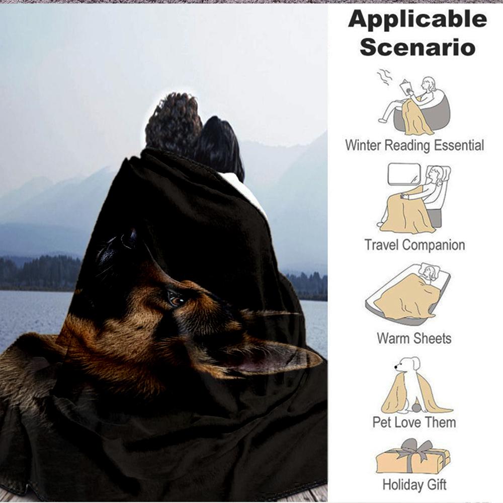 1Pc German Shepherd Profile Blanket Soft And Comfortable Casual Warm Camping Travel Christmas Halloween Xmas Gift M92856
