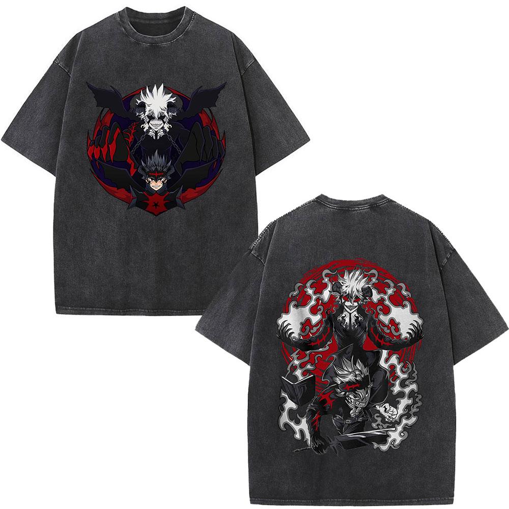 Anime Black Clover Yami Sukehiro Graphic T-shirts  Vintage Washed Men Women Fashion Hip Hop T Shirts Casual Short Sleeve T-shirt