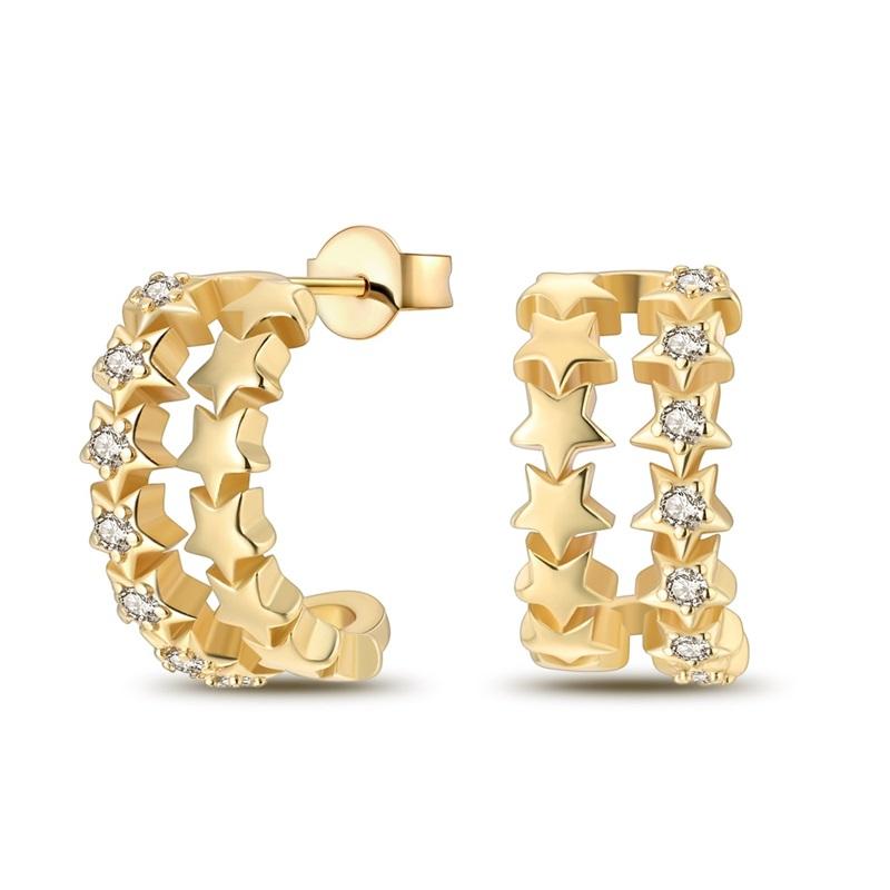 Women's 925 Silver Classic Gold Pearl Inlaid Earrings Elegant Suitable For Engagement Wedding Party Exquisite Jewelry