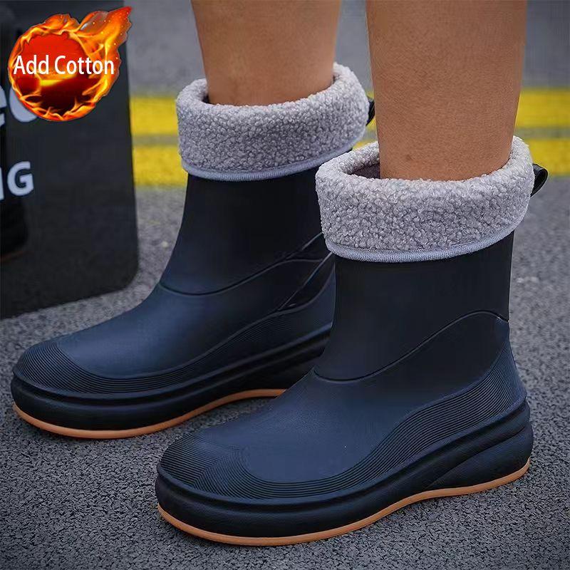 Waterproof Women's 2025 New Mid-Calf Rubber Boots Non-Slip Waterproof Water Shoes for Kitchen Durable Wear-Resistant Footwear