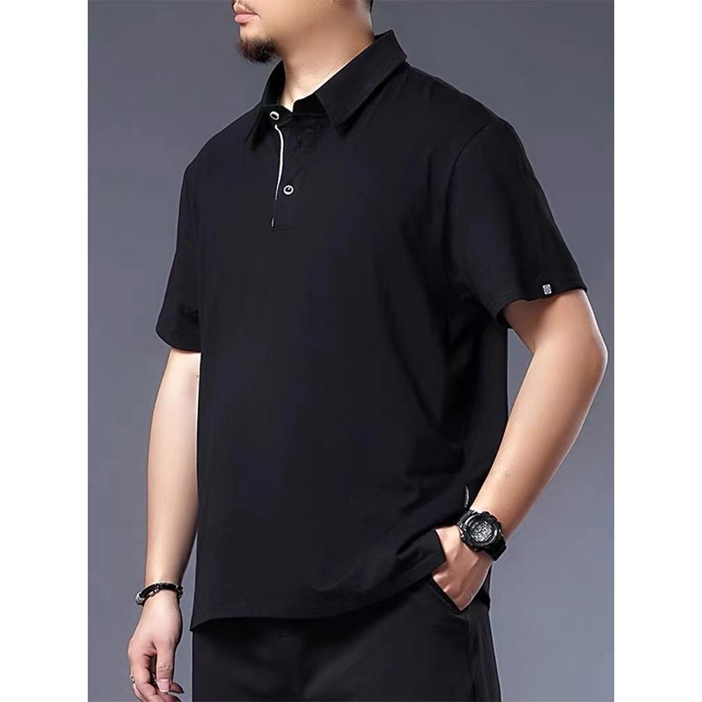 Business Feuchtigkeitstransport Weiche Qualität Atmungsaktiv Herren Lockeres Poloshirt--Knitterarm Lässig Sportlich Kurzarm Halshemd