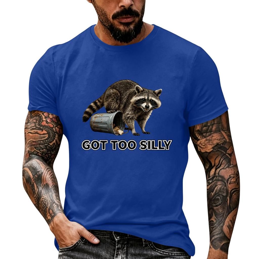 Men's Funny Animal Saying Print Vintage T-Shirt, Loose Breathable Summer Casual Top
