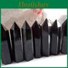Obsidian Natural 100 Cristal de Cuarț Negru Punct Vindecare Hexagonal Baghetă