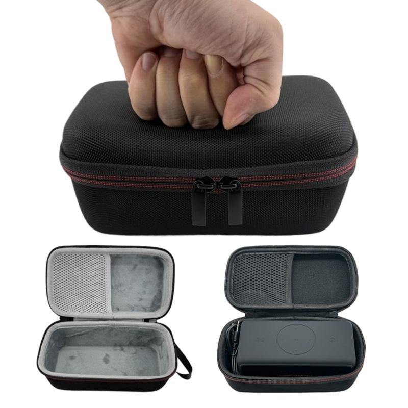 Hard Shell Speaker Storage Case, Daily Travel Bag with Mesh Pocket, Main Compartment, and Side Carry Handle Use