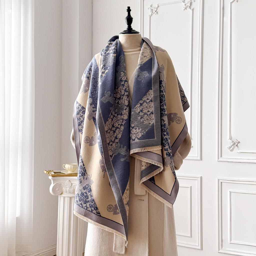 New Luxury Design Winter Two-Sided Cashmere Jacquard Scarves High Quality Women Thicken Wrap Shawl Ladies Wool Pashmina Scarf