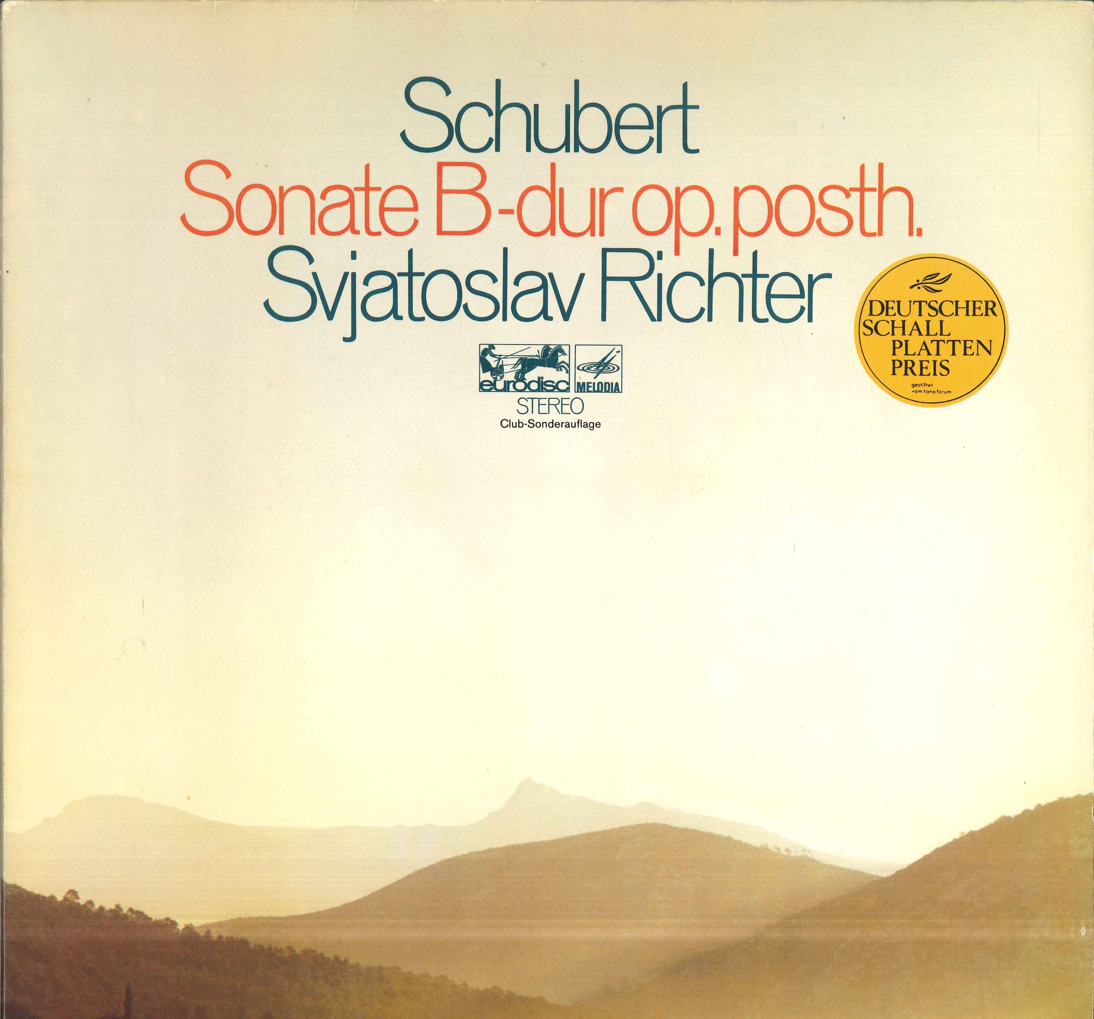 

LP Record SVJATOSLAV RICHTER Sonate Fur Klavier Nr21 Bdur Op P 62961 MELODIAEURODIS 1976 Germany Classical Used