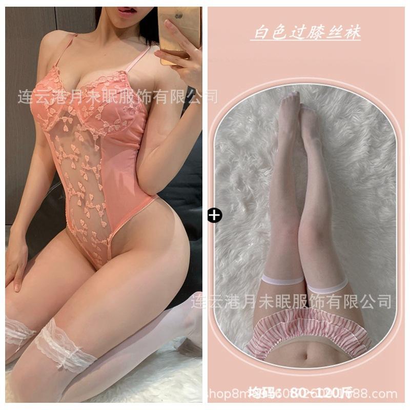Sexy lingerie sexy lace mesh embroidery fantasy perspective suspender one-piece passion seduction uniform