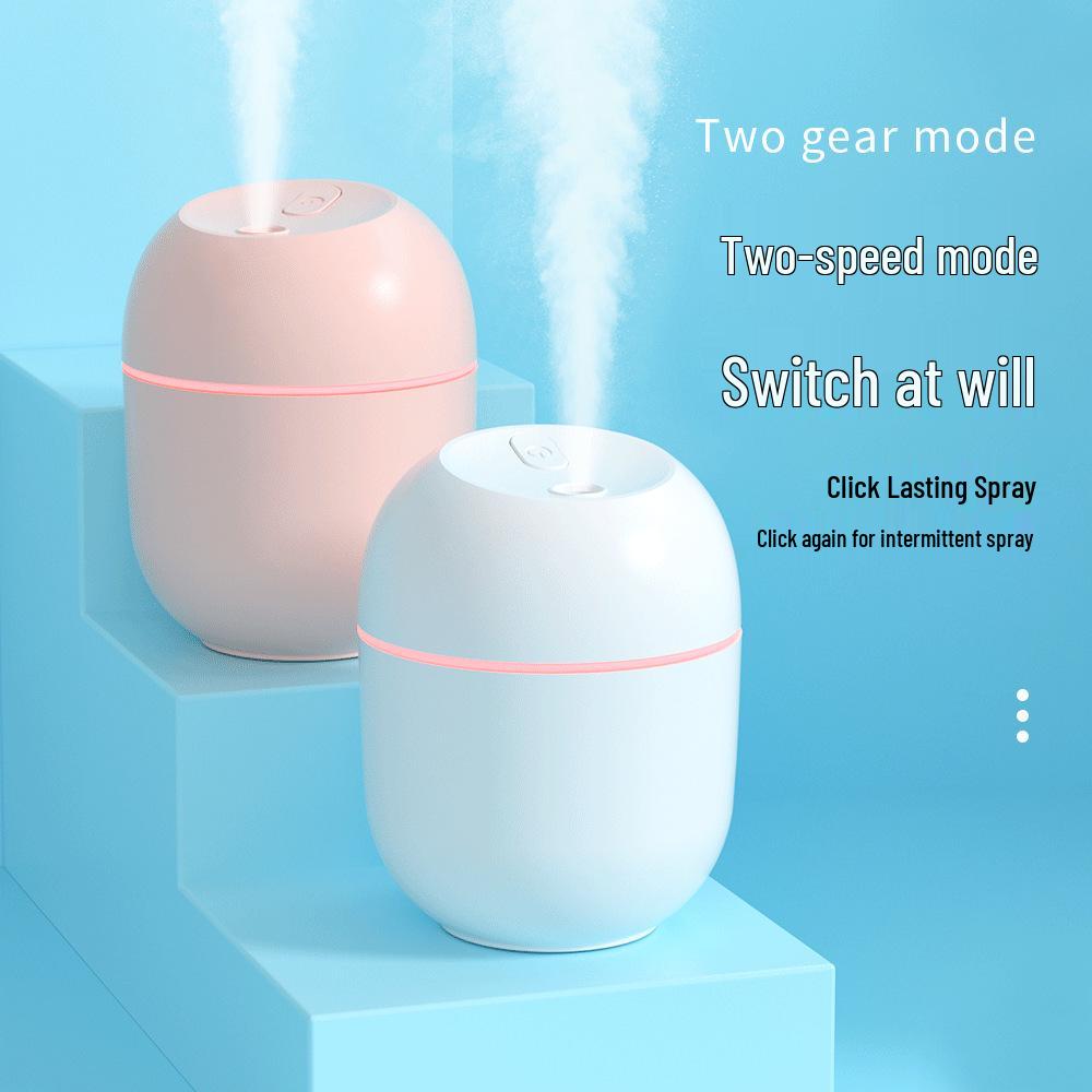 Umidificator USB Silențios Picătură Ou: Design Compact pentru Acasă și Mașină, LED Colorat, Debit Mare de Ceață