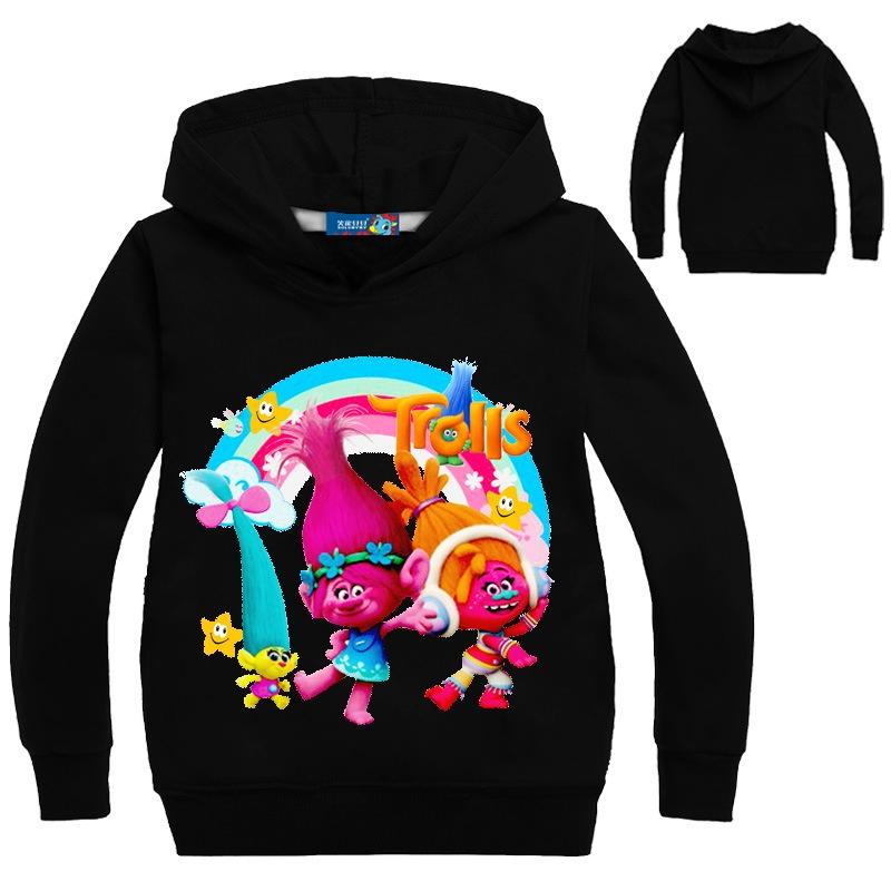Sudadera con Capucha Estampada de Trolls para Niños Pulóveres de Algodón Abrigo Chaqueta Regalo Años