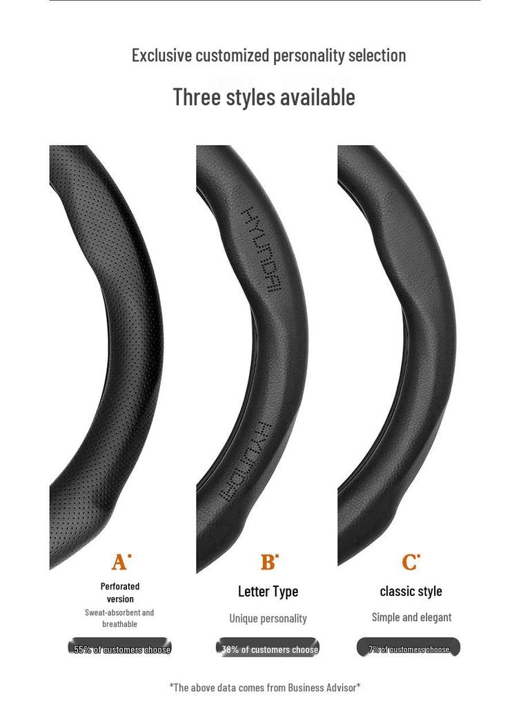 Premium Genuine Leather Steering Wheel Cover for Modern Cars: Mistra, Tucson, Santa Fe, Reina, IX35, IX25, Elantra, Langdong