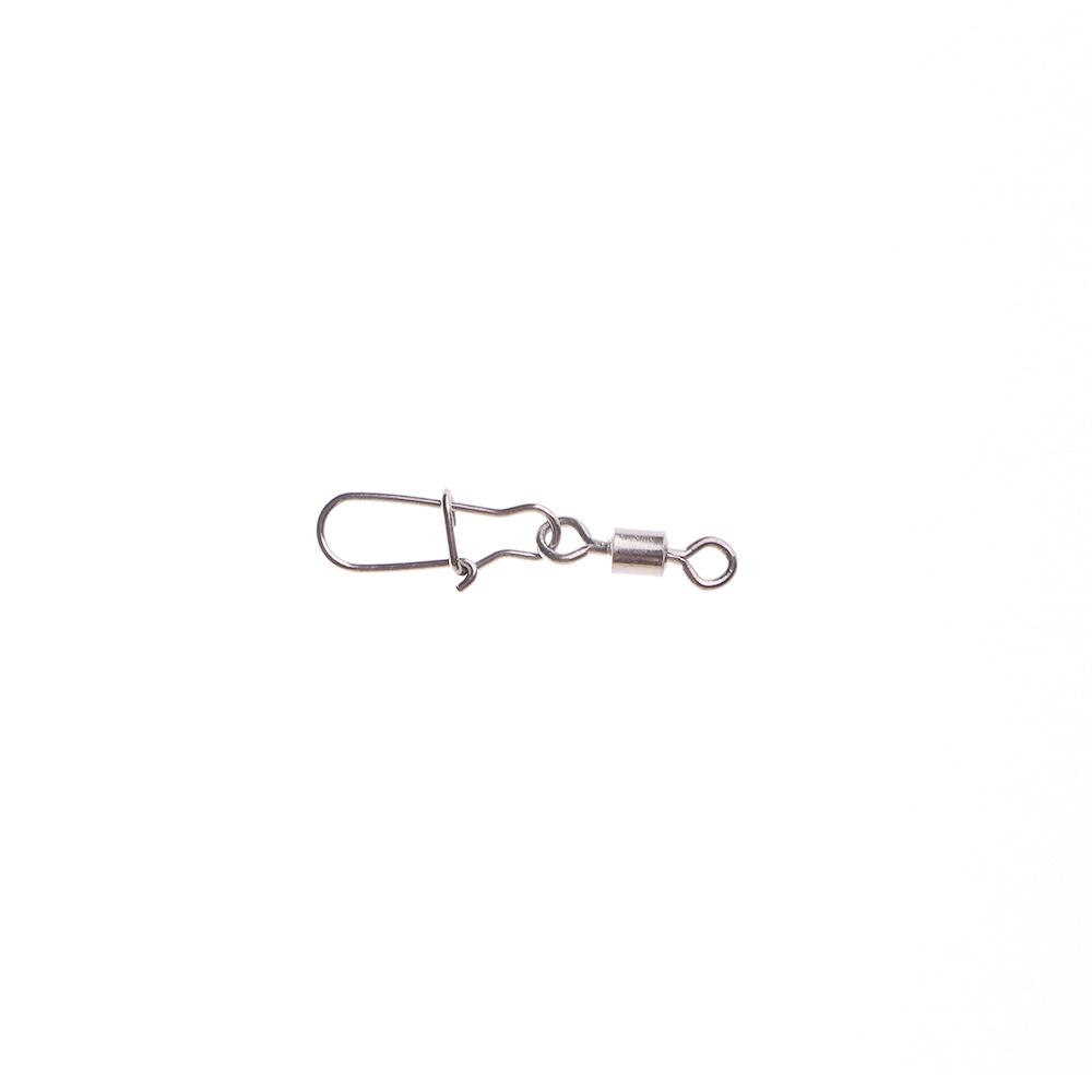 Metal Durable Rolling Swivel with Hooked Snap Interlock Connector Fishing Bearing Swivels Tackle