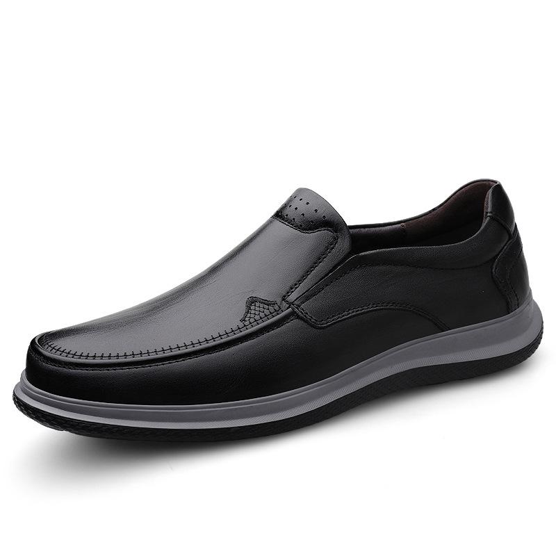 

Мужские туфли лоферы кожаные туфли весенние низкие с закрытой стопой кожа первый слой воловья кожа поверхность на одной педали плоская подошва большой размер повседневные туфли коричневый 46