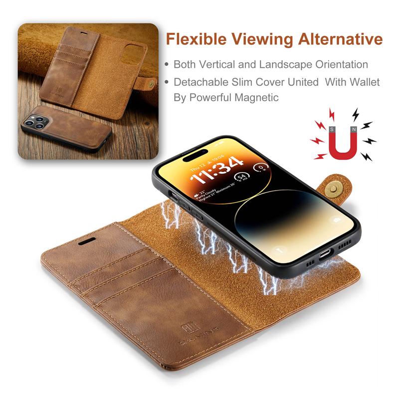 For iPhone 15 14Pro Max 13 12 11 Pro Max Plus XS X XR Deluxe Removable Magnetic Wallet Flip Cover Cell Phone Leather Case