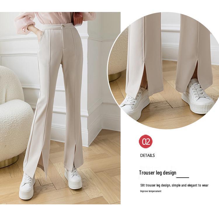 Women's Korean Style High-Waisted Flared Split Dress Pants - Spring/Summer 2026 Collection, Slimming Drapey Trousers Casual Trousers.