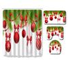 Christmas Elements Bathroom Shower Curtain Floor Mat Toilet Cover Foot Mat Four-Piece Set