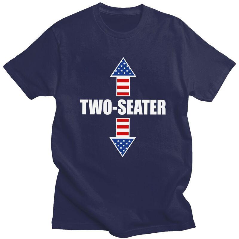 

Two Seater USA Flag Arrows Tshirt for Men Short Sleeve Humor Sarcastic Quotes Tee Shirt Streetwear Summer 100 Cotton Camisetas 4XL